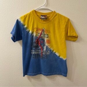 Spider-Man 2 kids tie dye t shirt yellow blue vintage boys medium